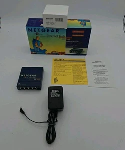 Netgear EN104TP Four Port Ethernet Hub - COMPLETE - Tested & Working In Box - Picture 1 of 13