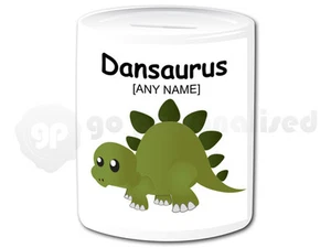 Personalised Gift Dinosaur Money Box Jurassic Stegosaurus Kids Present Idea Fun - Picture 1 of 1