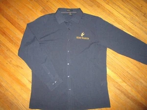REMY MARTIN COGNAC EMBROIDERED LOGO SHIRT Solid Blue Button Front Men's LARGE - Picture 1 of 5