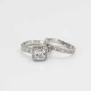 Lagenlook Ring Verlobungsring versilbert Zirkonia für Frauen Geschenk für Sie - Bild 1 von 6