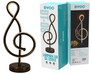 Lampada Chiave di Violino Led Nota Abat Jour Metallo Ricaricabile Arredamento 1W - Foto 1 di 5