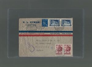 1940 Pan Am Clipper Airmail Cover Helsinki Finland to New York USA