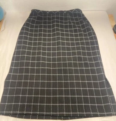 Mujer Falda Negra Estampado a Cuadros Elastizado Tejido Pull Up Foto 1 de 4