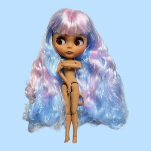 Gorgeous DBS Factory Blythe jointed doll tan matte long wavy pink & blue hair - Picture 1 of 16