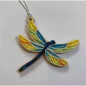 Ornamento de papel acolchado libélula hecho a mano Vietnam Quilling - Imagen 1 de 1