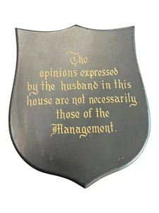 Vintage Art Wood Plaque Husband Opinions Not Those of Wife Boss Home Management - Picture 1 of 8