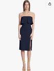 Donna Morgan Strapless Flounce Top Dress with Side Front Skirt Slit Navy 6