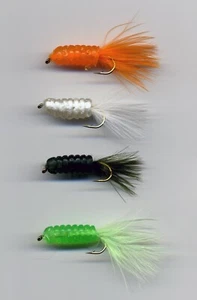 Trout Flies: Rubber Body Grubs All size 6 x 4 Extra Long Shank (Code 671) - Picture 1 of 3