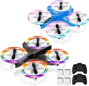 Drones for Kids 2 Pack with Dazzle Colorful LED Lights, Mini Drone for Kids 2 Ba - Picture 1 of 12