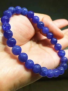 Brazalete de cuentas de piedras preciosas zoisita azul tanzanita natural de 7 mm AAA - Imagen 1 de 6