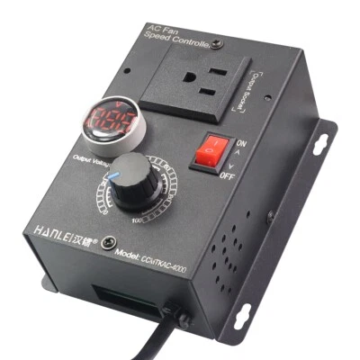 AC 110V 9A SCR Adjustable Motor Fan Speed Regulator Controller Voltmeter Dimmer - Image 1 of 4