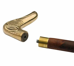 Nuevo mango de cabeza de perro de latón vintage con bastón de madera victoriano - Imagen 1 de 6