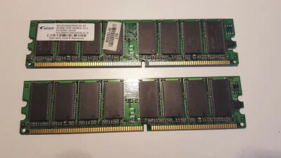 RAM DDR2-400 1GB (2x512MB) PC2-3200U-555-12 ELIXIR M2U51264DS8HC5G-5T AB-C 0750 - Immagine 1 di 2