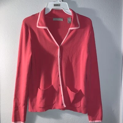 Cárdigan para mujer Kate Hill rojo rayón tejido manga 3/4 cuello en V talla PS Foto 1 de 4