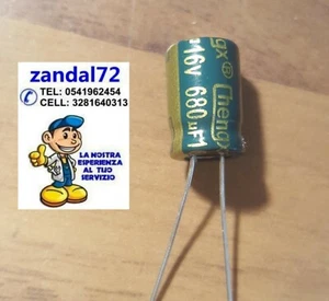 5 PEZZI CONDENSATORI ELETTROLITICI VERTICALI 680uF 16V VOLT 105° 8x12 PASSO3,5mm - Bild 1 von 5
