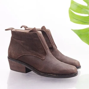Eileen Fisher Women's Raven Boots Size 7.5 Block Heel Brown Leather Boho Bootie - Picture 1 of 12