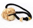 Toad Carved in Deer Antler Hand Carving Bead Chain Feng Shui Decor