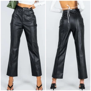 Pantalones de motociclista Princess Polly Encore de cuero sintético negro talla 10 - Imagen 1 de 8