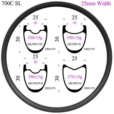 Llantas de fibra de carbono 700C simetría 25 mm x 30 mm cubierta sin cámara ruedas de bicicleta de carretera Foto 1 de 4
