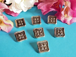 560B/Chequerboard Buttons " Square D'As " Metal Silver Lot 7 Buttons Ép. Vintage - Picture 1 of 3