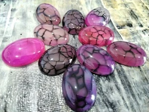 Natural Dragon Vein Cabachon, Oval, Deep Pink, 25x18x6.5mm, 5 pce. Mixed - Picture 1 of 2