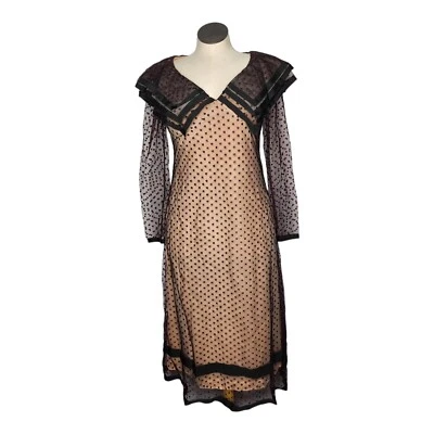 Vtg 60s Don Luis De Espana Black Burgundy  Polka Dot Dress Size 14 READ!!! RARE - Image 1 of 4