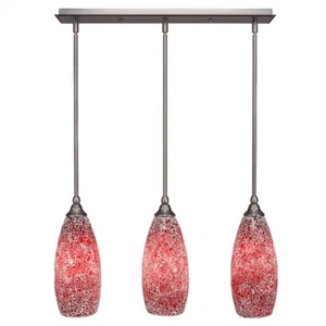Toltec 3 Light Mini Pendant, Brushed Nickel, 5.5" Red Fusion Glass - 25-BN-5066 - Picture 1 of 1