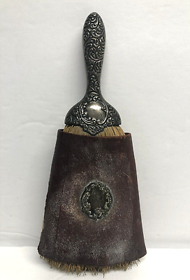 Antique Victorian Repousse Sterling Silver Crumb / Whisk / With Leather Sleeve • 15.36$