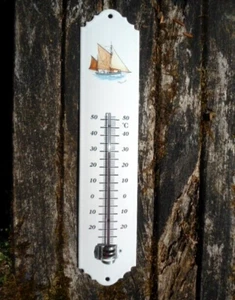 AUTHENTIQUE THERMOMETRE EMAILLE VINTAGE voilier GARANTI EMAIL VERITABLE 800°C - Picture 1 of 1