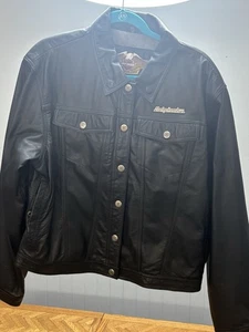 Auténtica chaqueta de cuero negra Harley Davidson para motocicleta motociclista para mujer X-L Snap - Imagen 1 de 19
