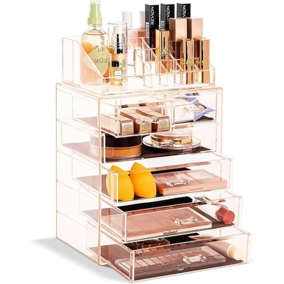 Clear Acrylic Makeup Organizer 7 Drawers All-in-One Beauty Storage Unit New - Image 1 of 4