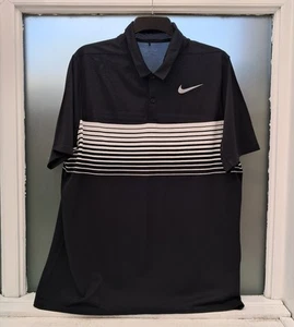 Nike Golf Dri-Fit Standard Mens XL Black/White Striped Short Sleeve Polo Shirt. - Picture 1 of 11