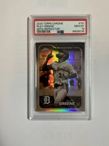 POP 1! PSA 10 Riley Greene 2024 Topps cromo refractor sepia - Imagen 1 de 2