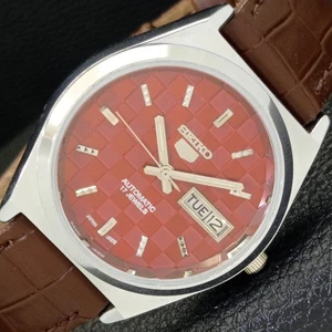 SEIKO 5 AUTOMATIC JAPAN MENS 6309A REFURBISHED RED COLOR DIAL WATCH a440275-3 - Picture 1 of 10