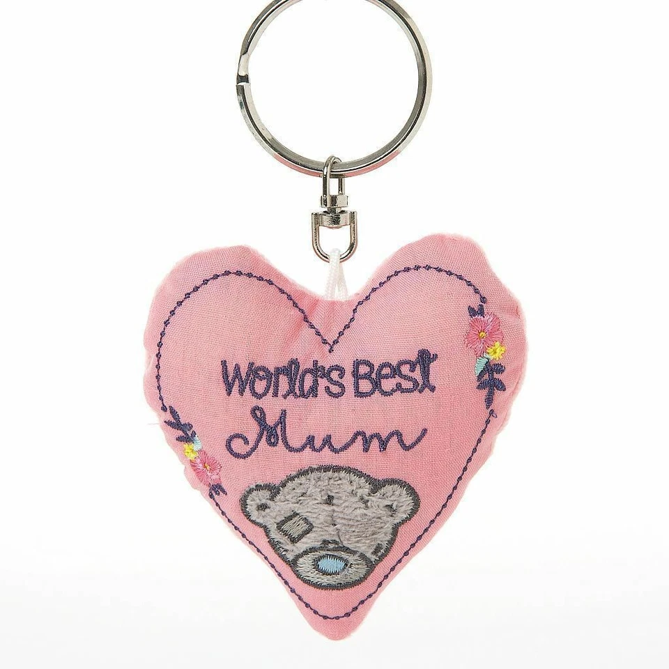 Worlds Best Mum Me to You Bear Porte-clés Coeur Rembourré Cadeau Fête des Mères Anniversaire Ac