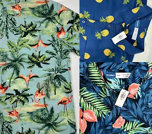 XXXL Old Navy Hawaiian Camp Camicie Floreale Ananas Fenicottero Opera D'arte 3 Qtà - Foto 1 di 24