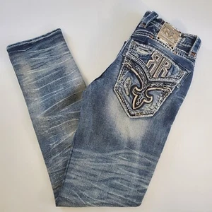 Rock Revival Haven A201 Alt Straight Stretch Premium Blue Jeans Mens Size 31x32 - Picture 1 of 23
