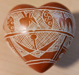 Swahili Imports Kenya Decorative Heart Carved Stone African Art 2" Wide FreeShip - Picture 1 of 3