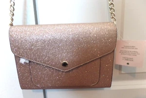 KATE SPADE, CROSSBODY SHOULDER STRAP, BRONZE METALLIC GLITTER, NEW - Picture 1 of 19
