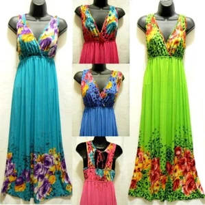 Bohemian Summer Flower Floral Maxi Dress Sundress Sun Evening Vacation Long Boho - Picture 1 of 5
