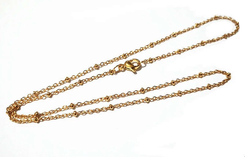 1pz base collana con perline 2,5mm in acciaio inox  45cm colore oro bijoux - Immagine 1 di 1