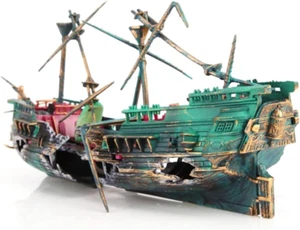 Aquarium Shipwreck Decorations - Air Bubbler Sunken Ship Ornament, Fish Tank Air - Picture 1 of 7