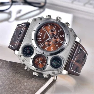 Oulm 1349 Sport Watches Men Super Big Large Dial Quartz Decorative Compass Watch - Picture 1 of 8