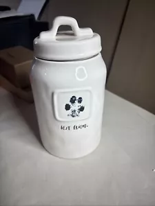 Rae Dunn Best Friend Paw Print Dog Treats Canister / Storage Jar with Lid / GUC - Picture 1 of 10