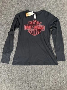 NEW Harley Davidson Women's Long Sleeve Shirt Red Crayon Black S Birmingham AL - Picture 1 of 8