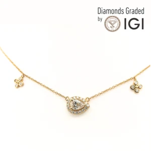 IGI-zertifizierte natürliche Diamantkette 1,15 ct Birnen- & Rundschliff 14 Karat Gelbgold - Bild 1 von 8