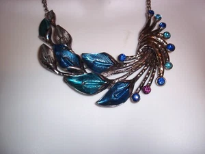 Betsey Johnson purple Peacock tail Necklace 16" W/ 3" Extender - Picture 1 of 5