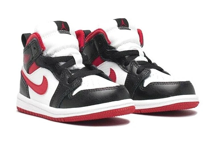 Nike Air Jordan 1 Mid TD White Gym Red Black | 640735-122 Size 4C