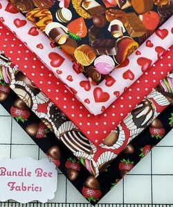VALENTINE CHOCOLATES 🍫❤Quarter bundle of (5) New Quilting 100% Cotton - Picture 1 of 6