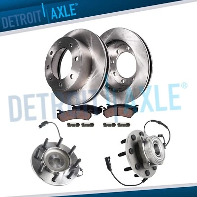 4WD Front Rotors Ceramic Pads Wheel Bearing Hubs for 2006-08 Dodge Ram 2500 3500 - Image 1 of 4